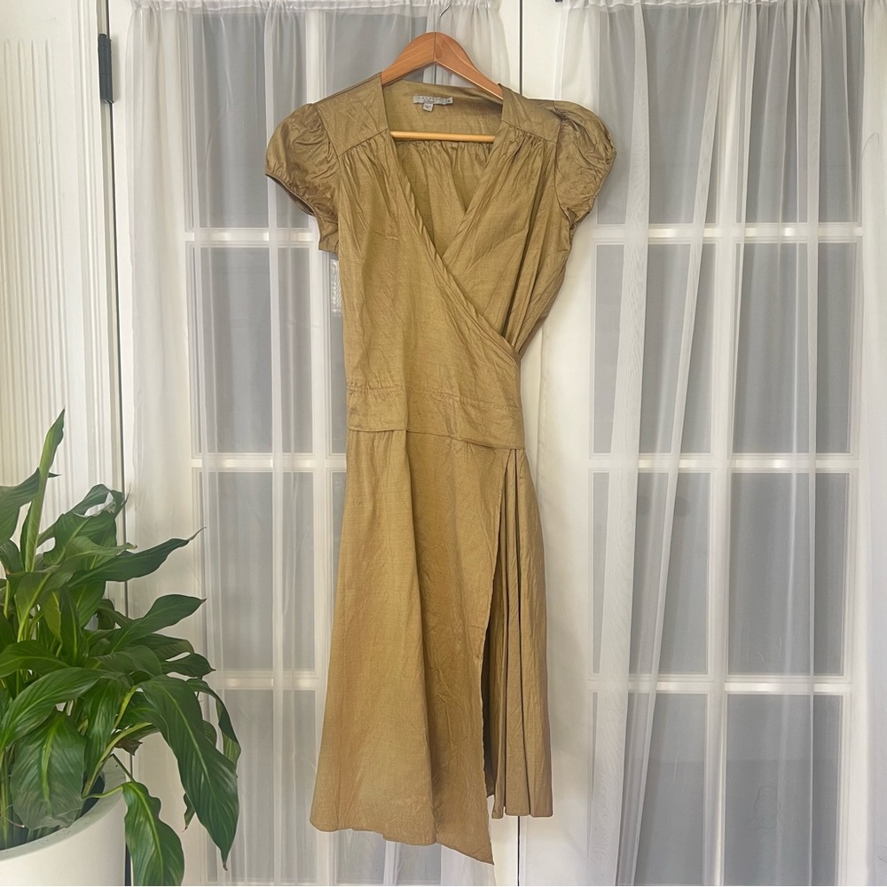 Calypso St. Barth Tan Wrap Midi Dress